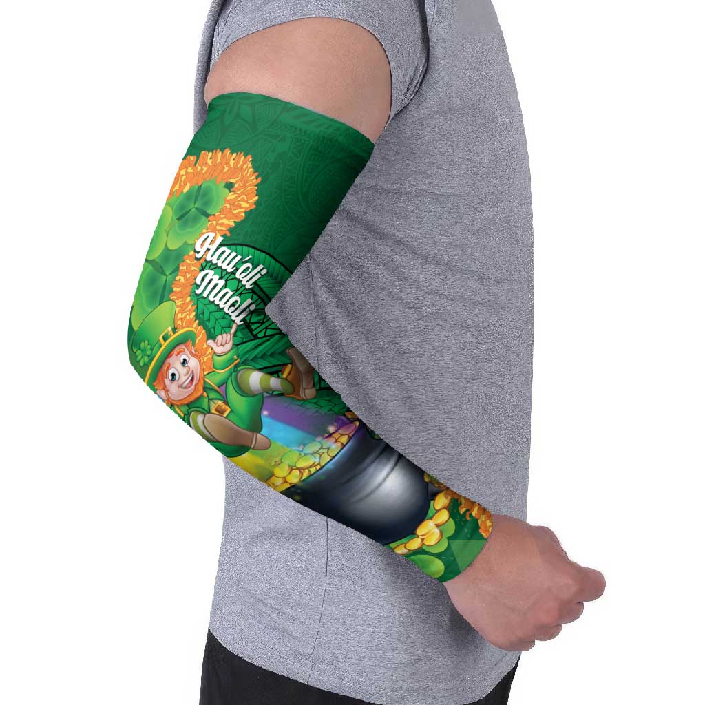 St Patrick's Day Hawaii Arm Sleeves Hauoli Maoli Funny Shaka Leprechaun