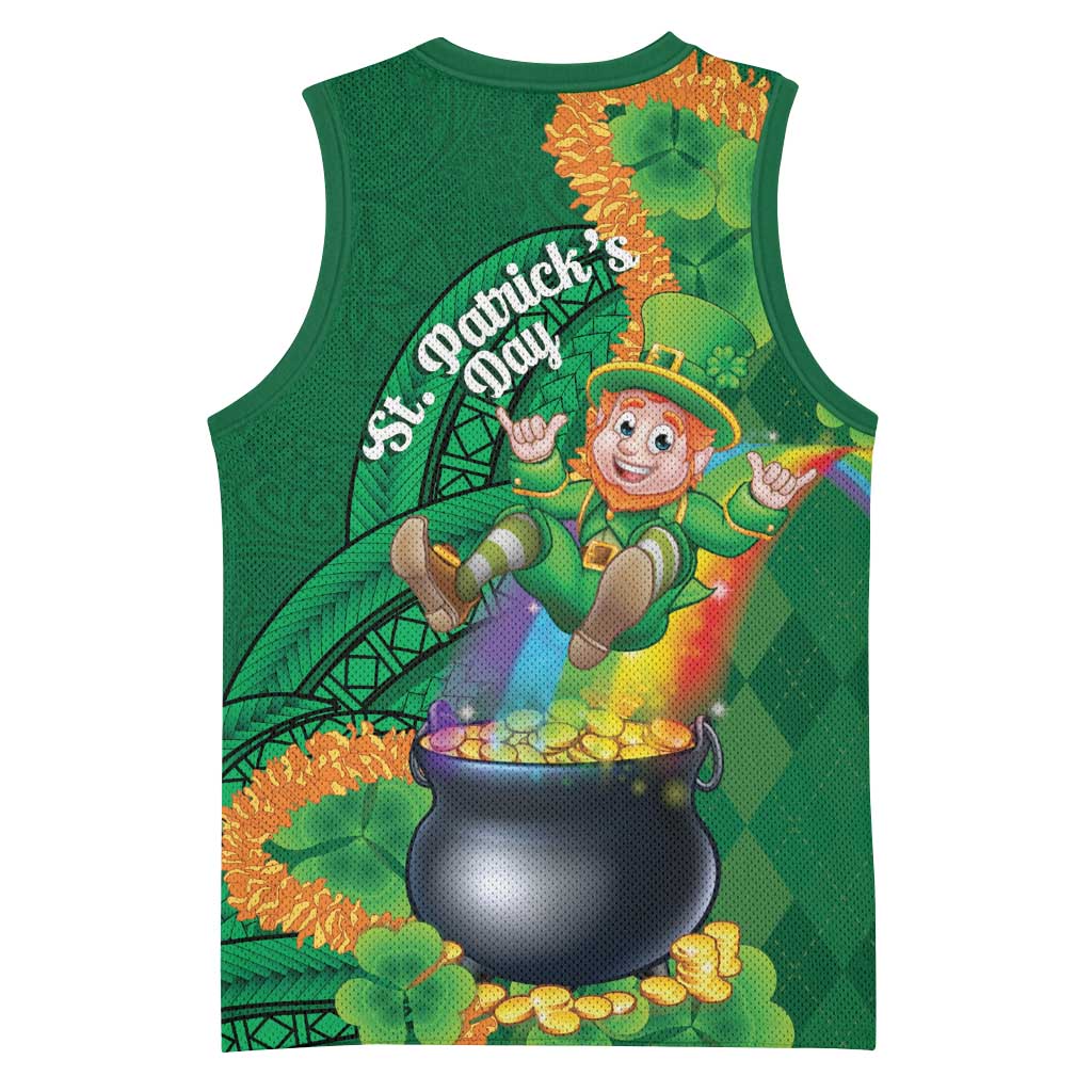 St Patrick's Day Hawaii Basketball Jersey Hauoli Maoli Funny Shaka Leprechaun