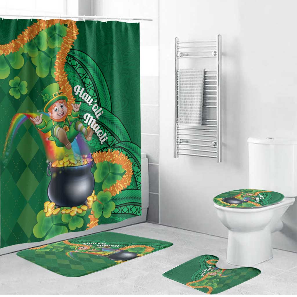 St Patrick's Day Hawaii Bathroom Set Hauoli Maoli Funny Shaka Leprechaun