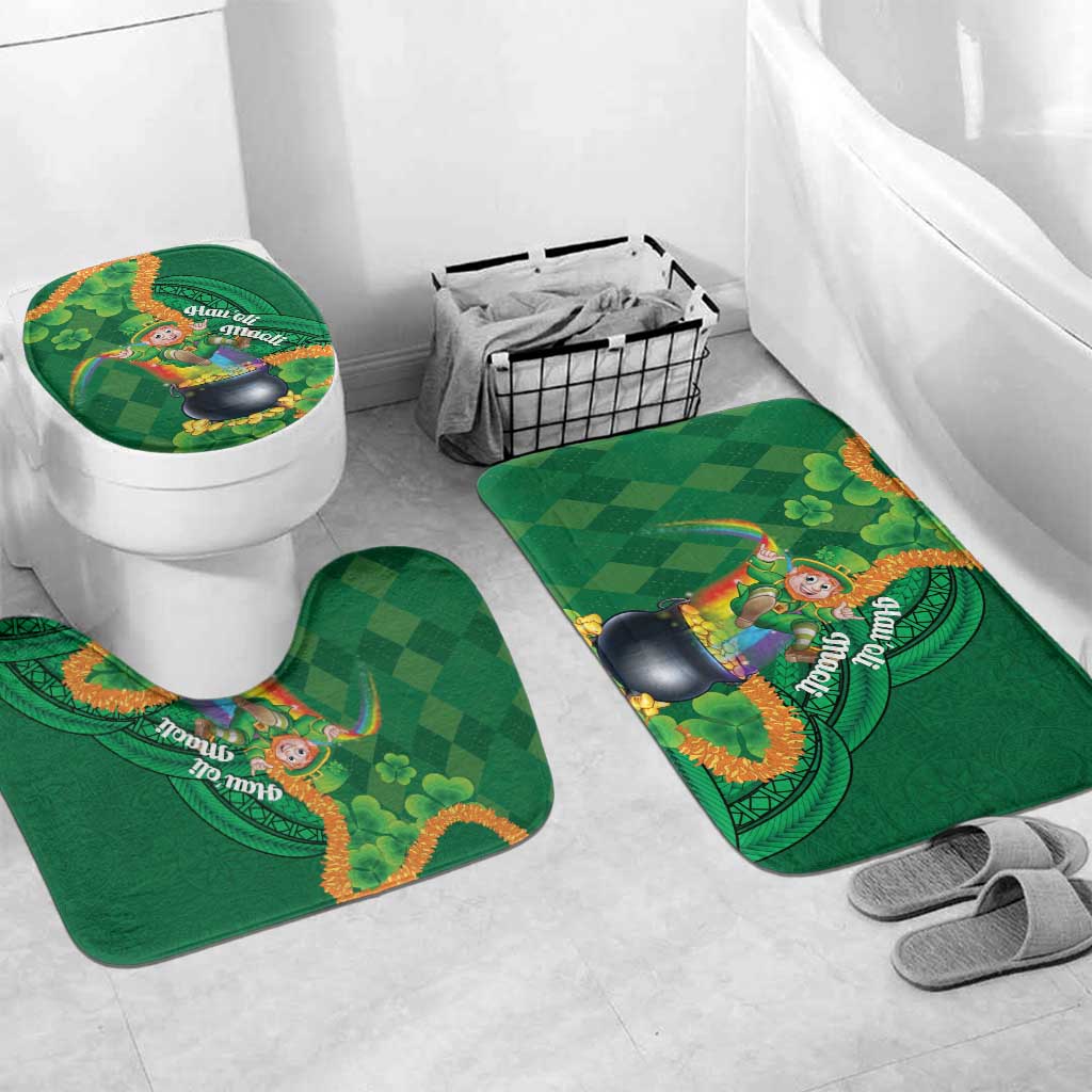St Patrick's Day Hawaii Bathroom Set Hauoli Maoli Funny Shaka Leprechaun