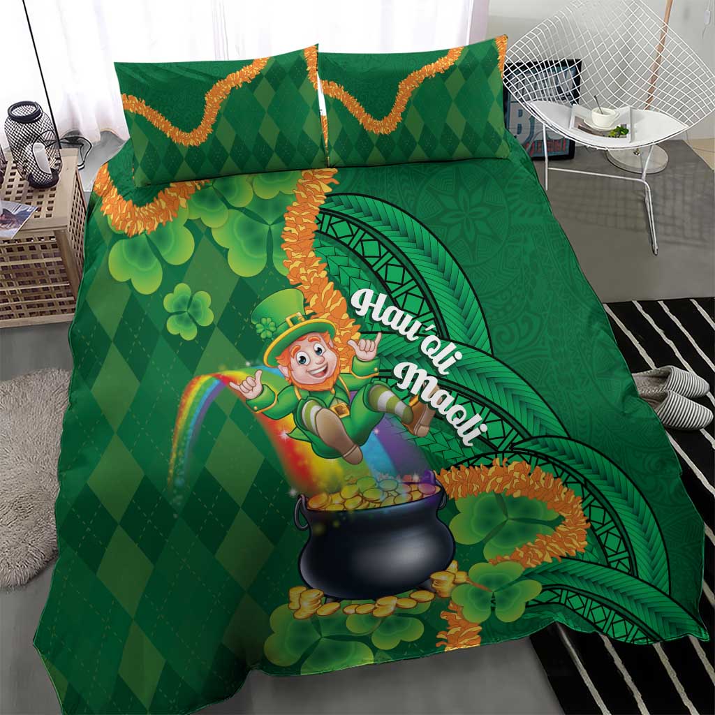 St Patrick's Day Hawaii Bedding Set Hauoli Maoli Funny Shaka Leprechaun