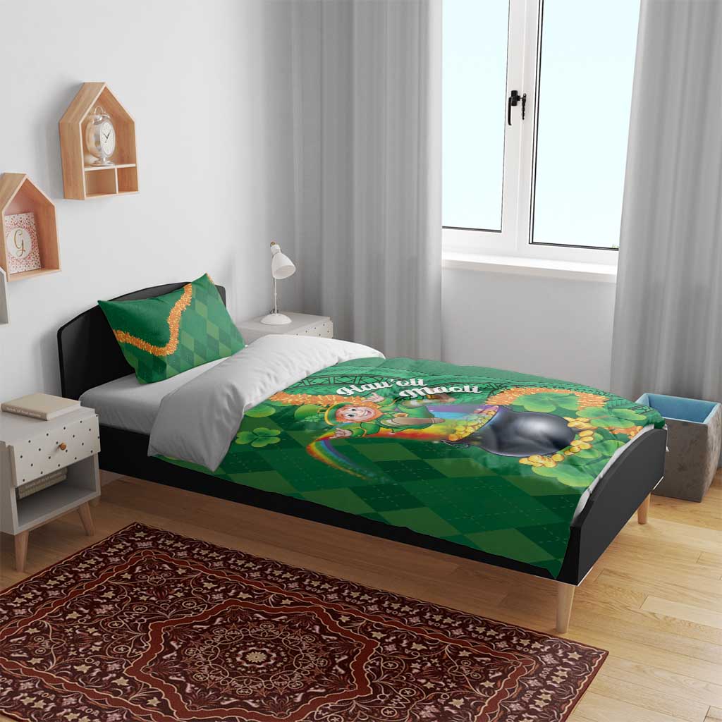 St Patrick's Day Hawaii Bedding Set Hauoli Maoli Funny Shaka Leprechaun