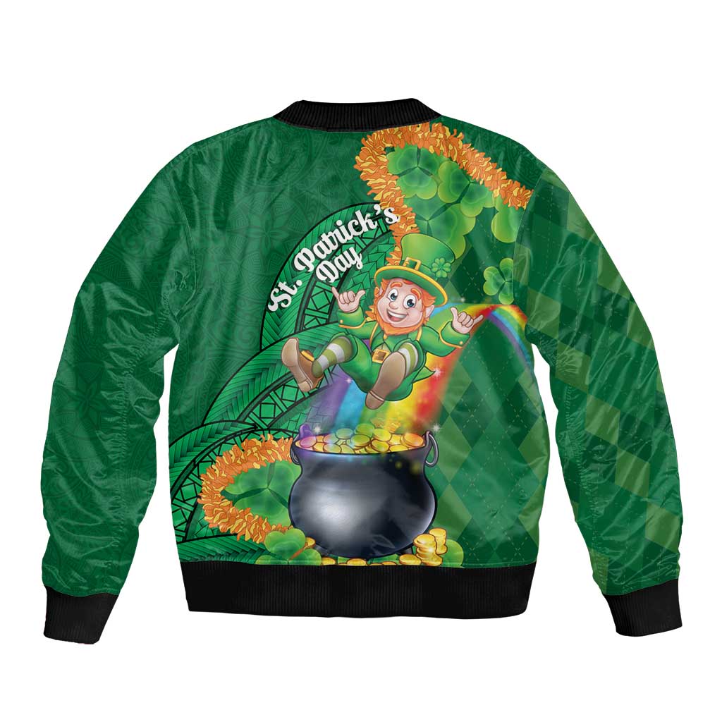 St Patrick's Day Hawaii Bomber Jacket Hauoli Maoli Funny Shaka Leprechaun