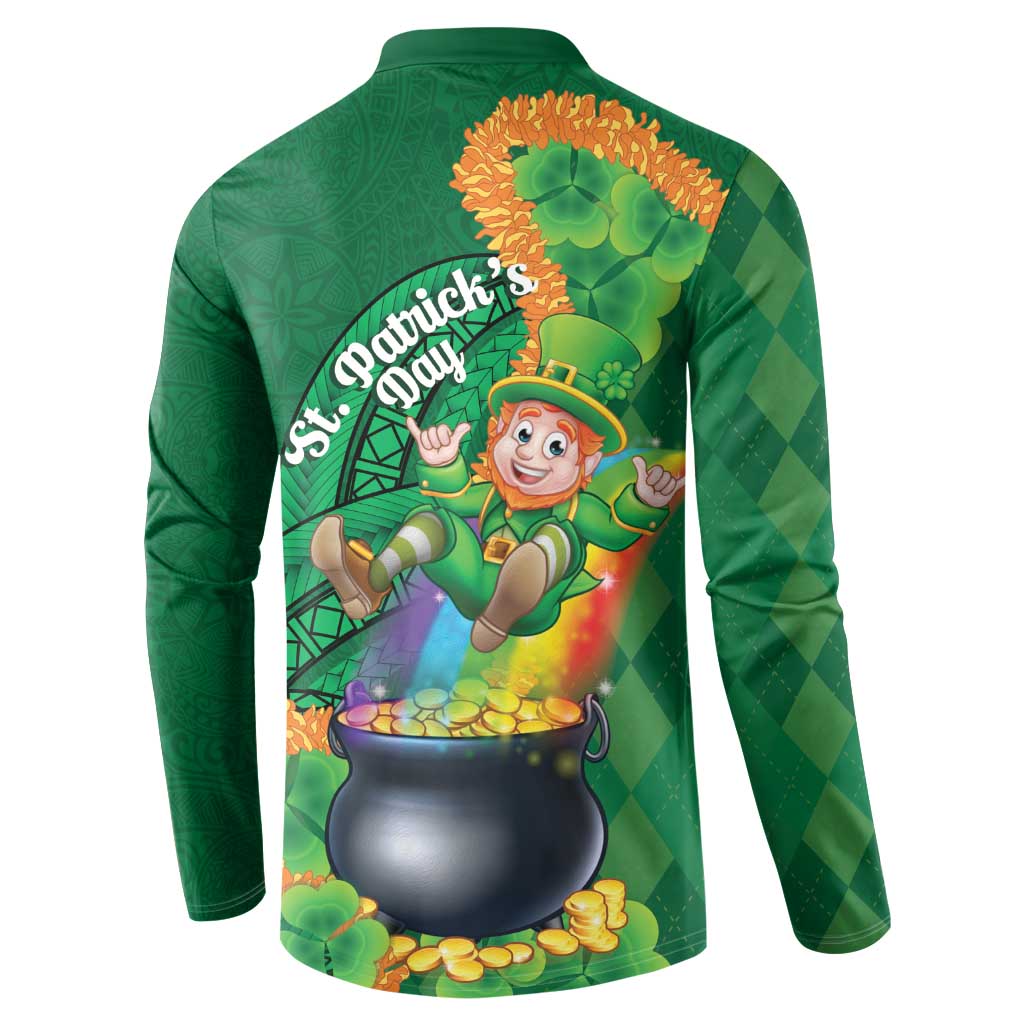 St Patrick's Day Hawaii Button Sweatshirt Hauoli Maoli Funny Shaka Leprechaun