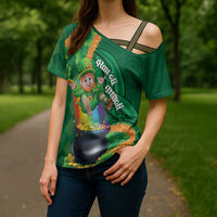 St Patrick's Day Hawaii Cross Shoulder Shirt Hauoli Maoli Funny Shaka Leprechaun