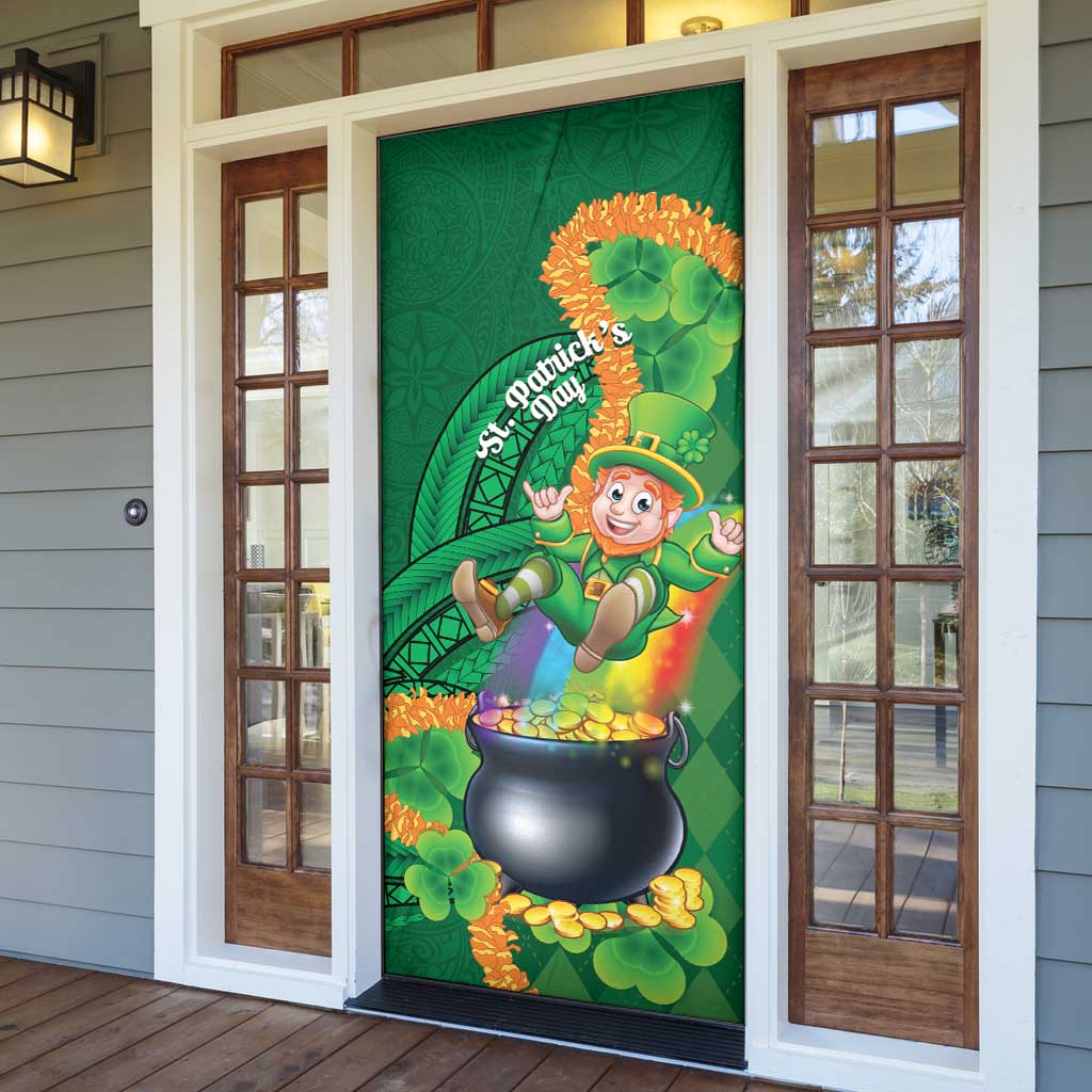 St Patrick's Day Hawaii Door Cover Hauoli Maoli Funny Shaka Leprechaun