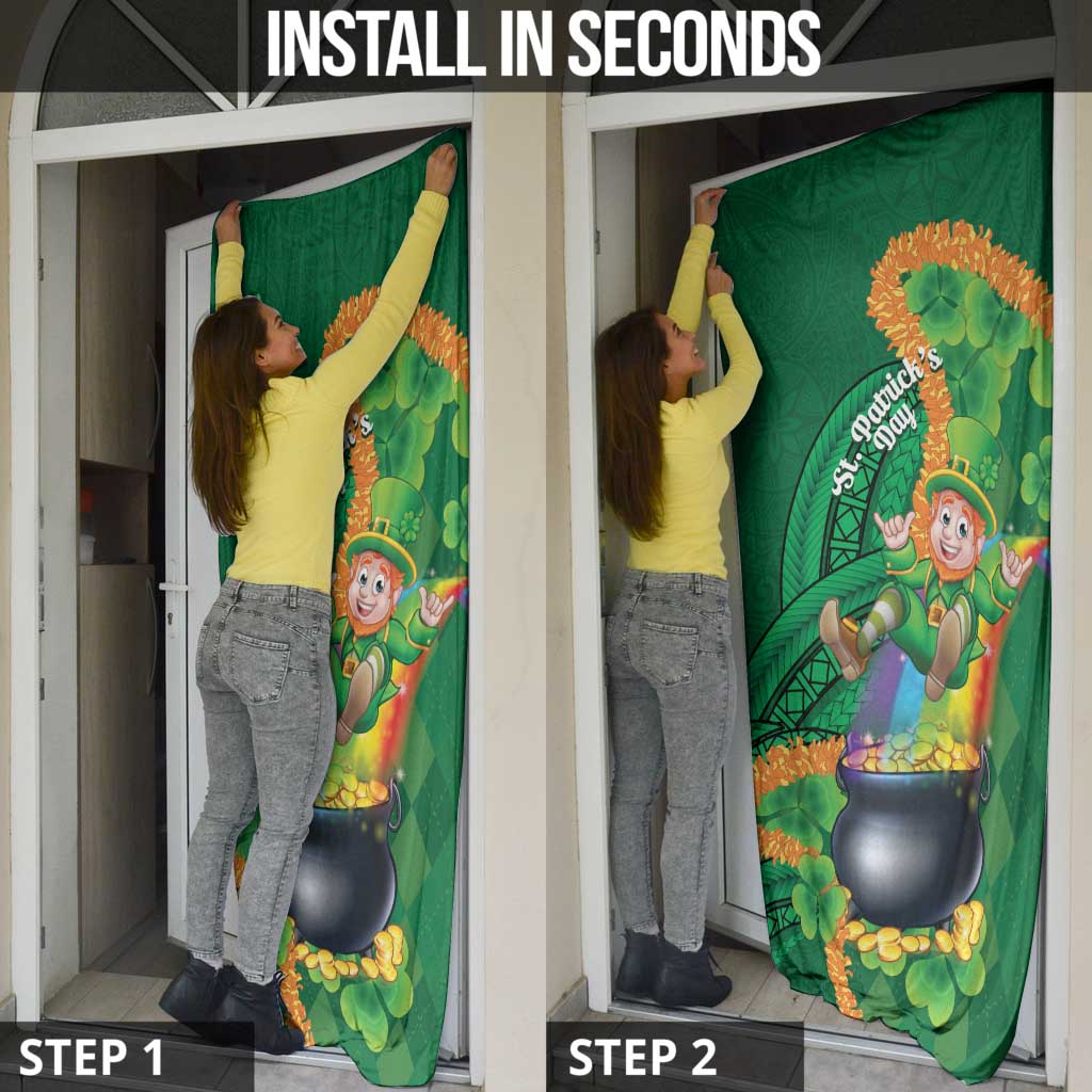 St Patrick's Day Hawaii Door Cover Hauoli Maoli Funny Shaka Leprechaun