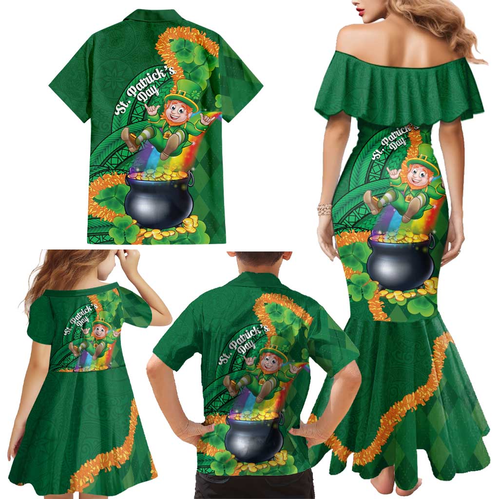St Patrick's Day Hawaii Family Matching Mermaid Dress and Hawaiian Shirt Hauoli Maoli Funny Shaka Leprechaun LT14 - Polynesian Pride