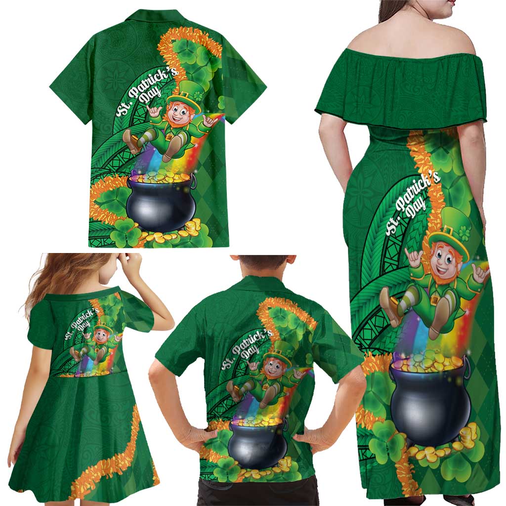 St Patrick's Day Hawaii Family Matching Off Shoulder Maxi Dress and Hawaiian Shirt Hauoli Maoli Funny Shaka Leprechaun LT14 - Polynesian Pride