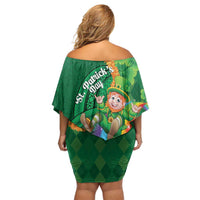 St Patrick's Day Hawaii Family Matching Off Shoulder Short Dress and Hawaiian Shirt Hauoli Maoli Funny Shaka Leprechaun LT14 - Polynesian Pride