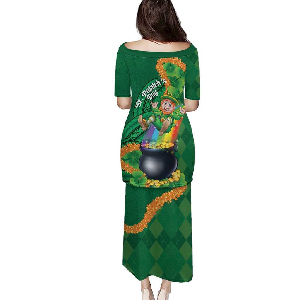 St Patrick's Day Hawaii Family Matching Puletasi and Hawaiian Shirt Hauoli Maoli Funny Shaka Leprechaun LT14 - Polynesian Pride