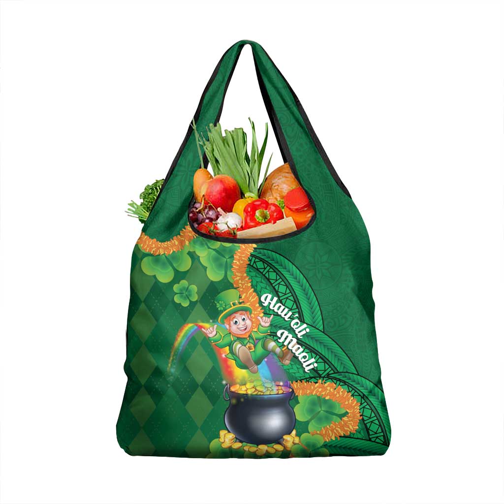 St Patrick's Day Hawaii Grocery Bag Hauoli Maoli Funny Shaka Leprechaun