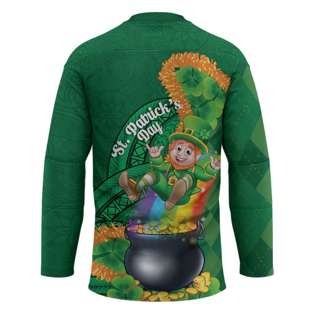 St Patrick's Day Hawaii Hockey Jersey Hauoli Maoli Funny Shaka Leprechaun