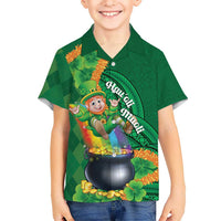 St Patrick's Day Hawaii Kid Hawaiian Shirt Hauoli Maoli Funny Shaka Leprechaun