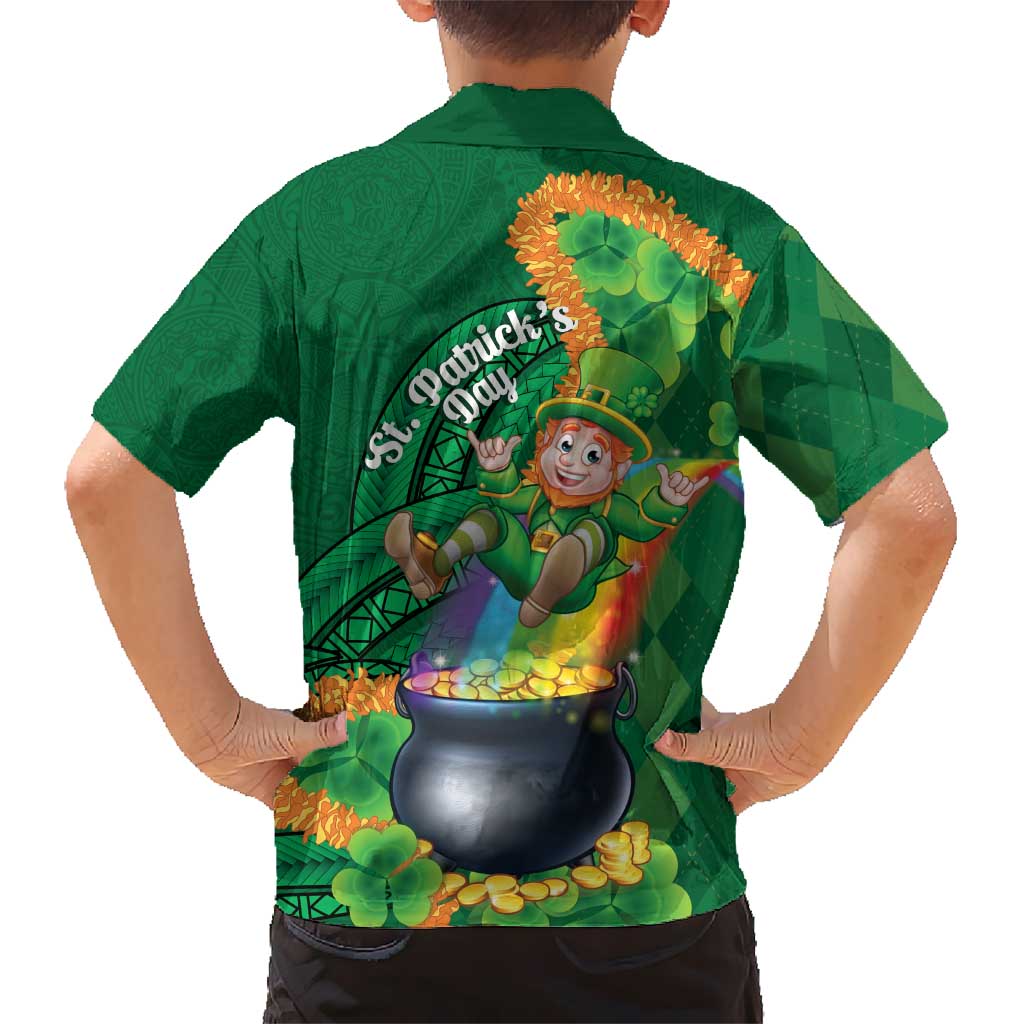 St Patrick's Day Hawaii Kid Hawaiian Shirt Hauoli Maoli Funny Shaka Leprechaun