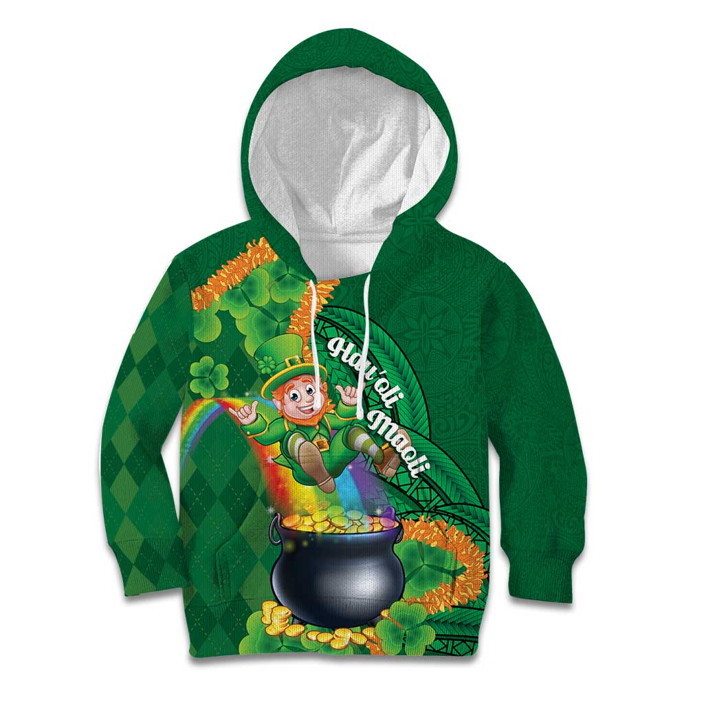 St Patrick's Day Hawaii Kid Hoodie Hauoli Maoli Funny Shaka Leprechaun