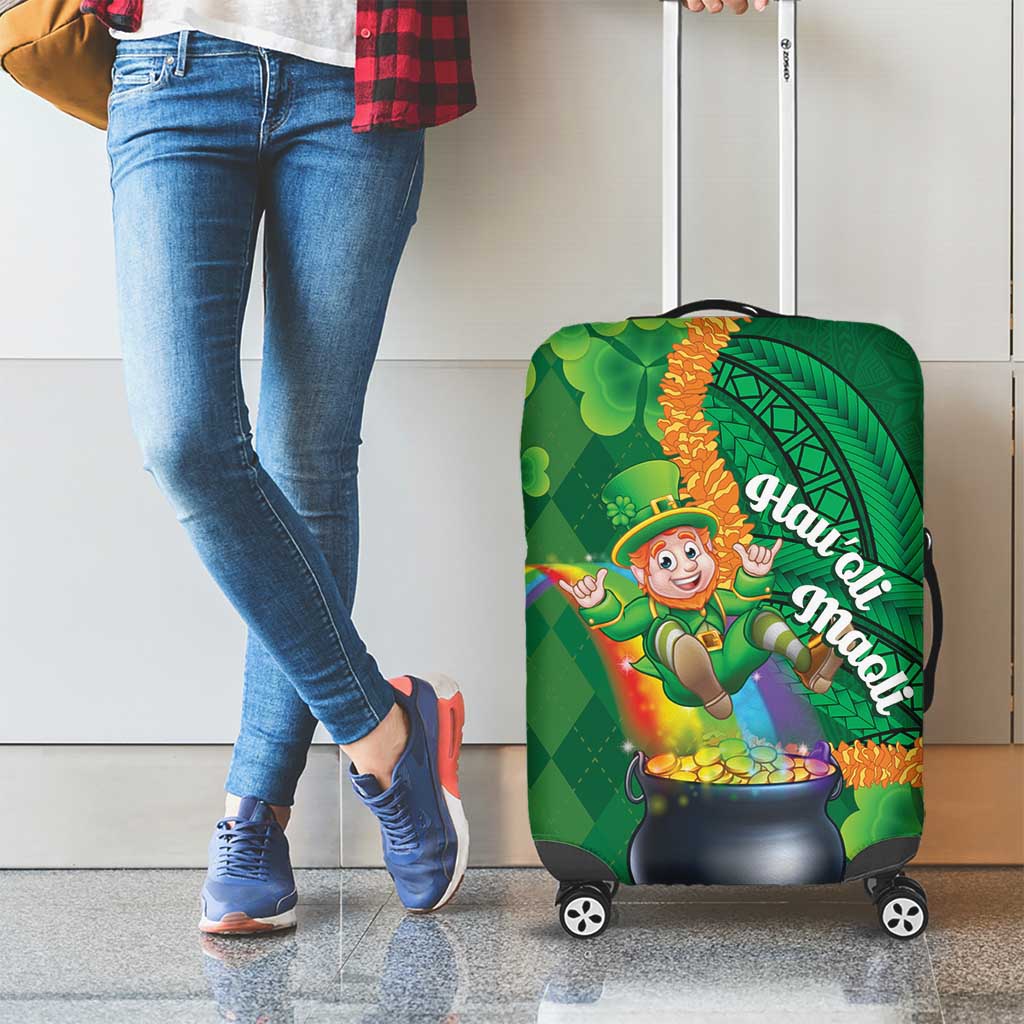 St Patrick's Day Hawaii Luggage Cover Hauoli Maoli Funny Shaka Leprechaun