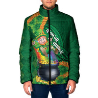 St Patrick's Day Hawaii Padded Jacket Hauoli Maoli Funny Shaka Leprechaun