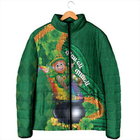 St Patrick's Day Hawaii Padded Jacket Hauoli Maoli Funny Shaka Leprechaun