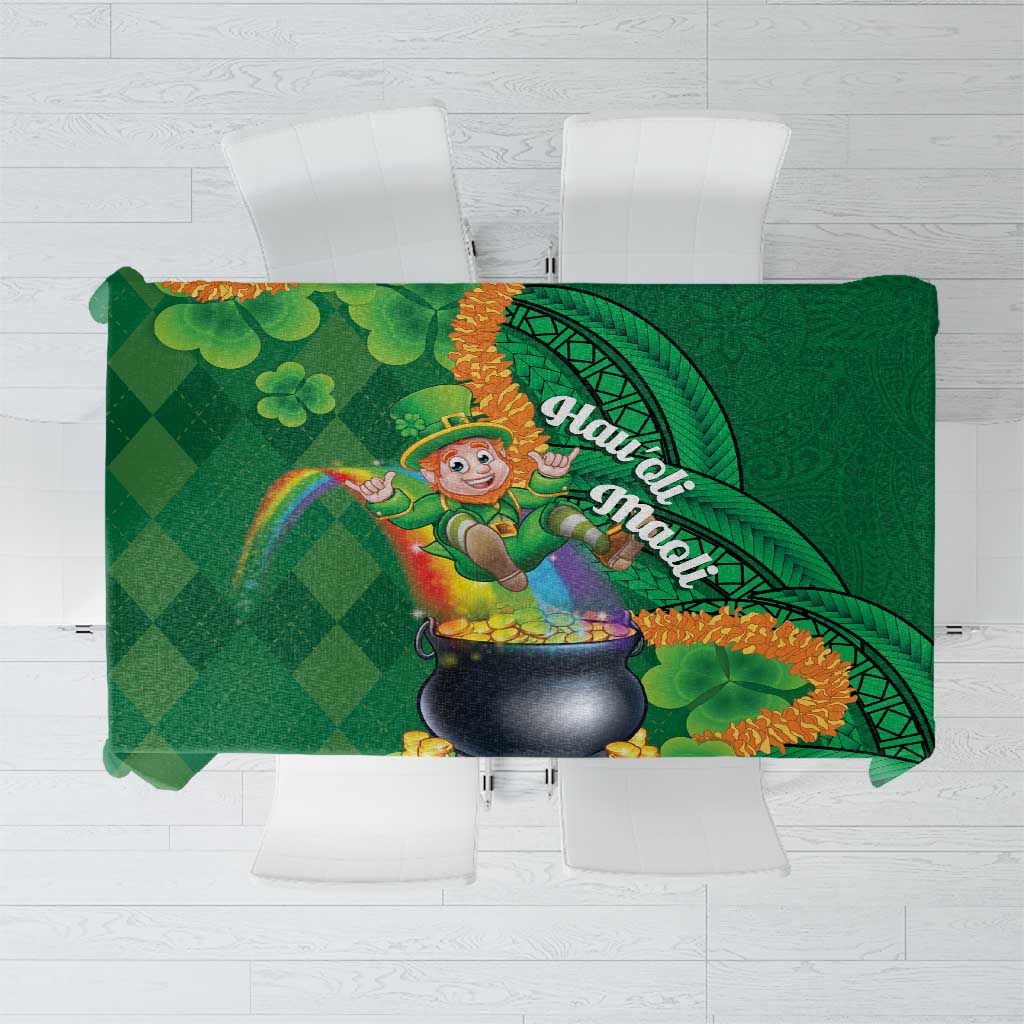 St Patrick's Day Hawaii Tablecloth Hauoli Maoli Funny Shaka Leprechaun