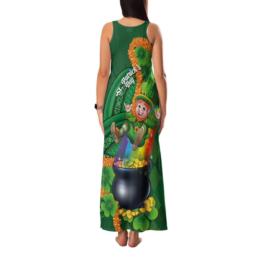 St Patrick's Day Hawaii Tank Maxi Dress Hauoli Maoli Funny Shaka Leprechaun