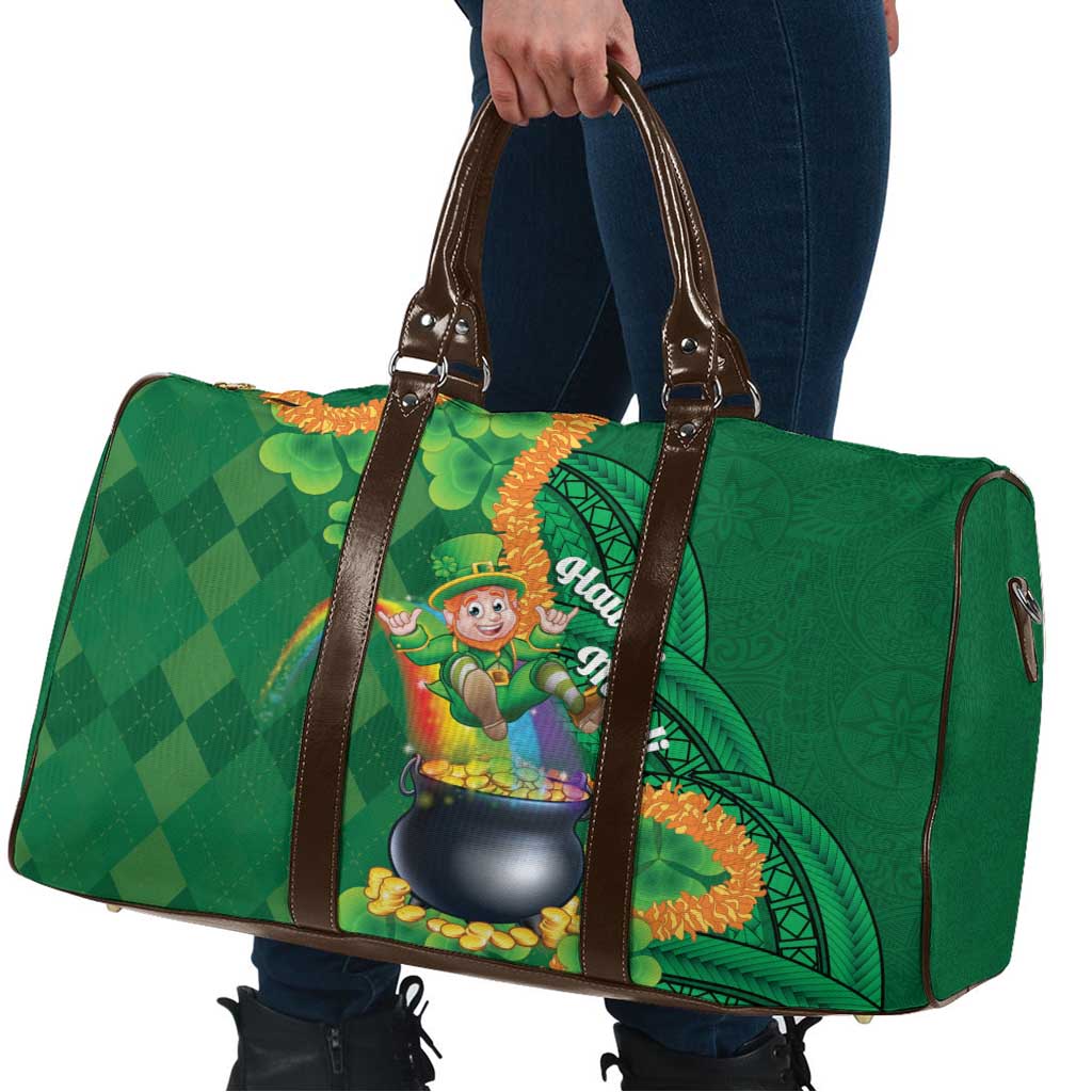 St Patrick's Day Hawaii Travel Bag Hauoli Maoli Funny Shaka Leprechaun