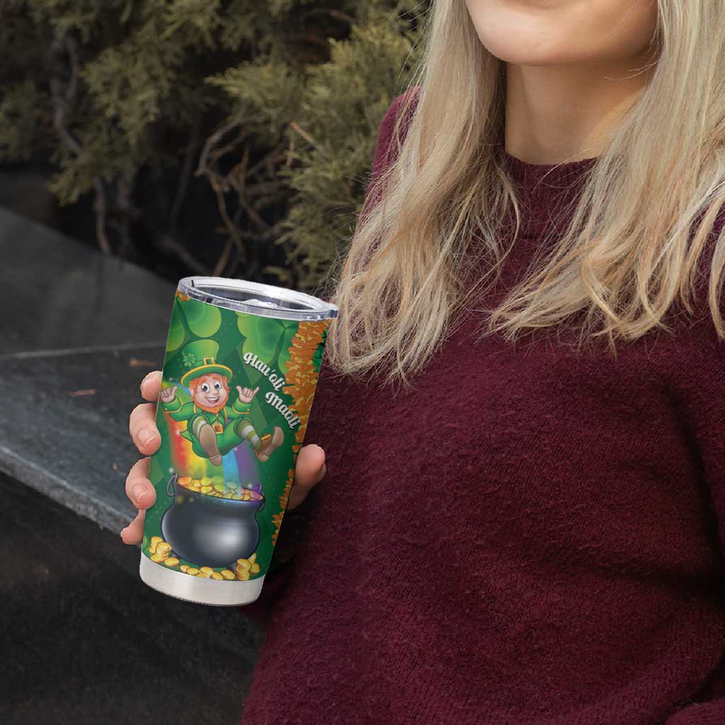 St Patrick's Day Hawaii Tumbler Cup Hauoli Maoli Funny Shaka Leprechaun