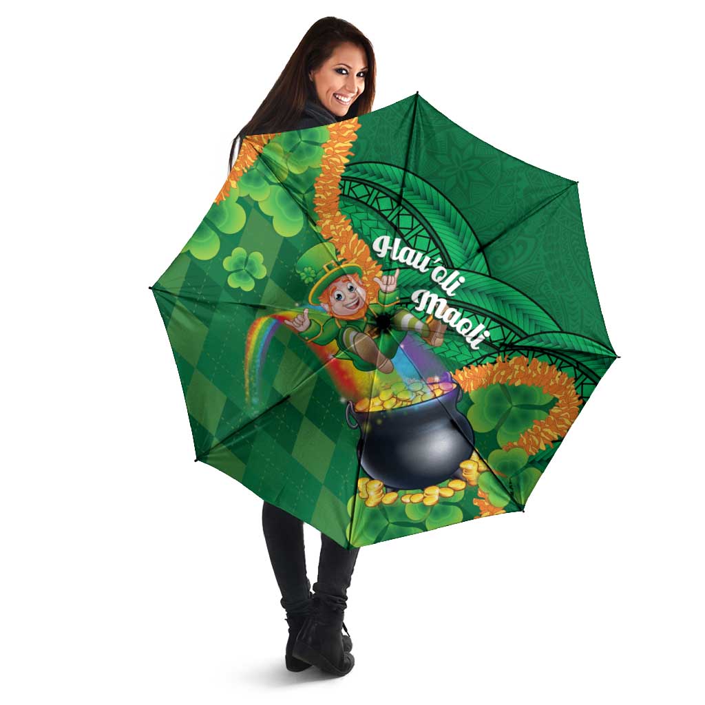 St Patrick's Day Hawaii Umbrella Hauoli Maoli Funny Shaka Leprechaun