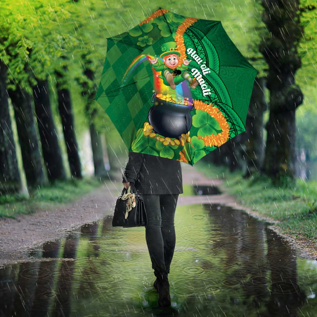 St Patrick's Day Hawaii Umbrella Hauoli Maoli Funny Shaka Leprechaun