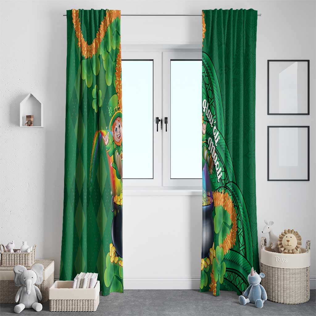 St Patrick's Day Hawaii Window Curtain Hauoli Maoli Funny Shaka Leprechaun