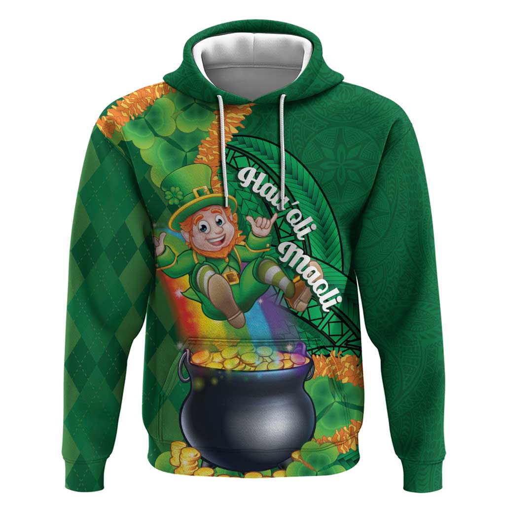 St Patrick's Day Hawaii Zip Hoodie Hauoli Maoli Funny Shaka Leprechaun