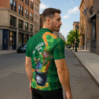 St Patrick's Day Hawaii Zipper Polo Shirt Hauoli Maoli Funny Shaka Leprechaun
