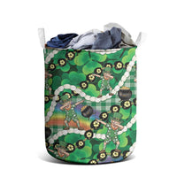 St Patrick's Day Palaka Hawaii Laundry Basket Kukui Nut Pikake Lei Shamrock Dabbing Leprechaun
