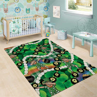 St Patrick's Day Palaka Hawaii Area Rug Kukui Nut Pikake Lei Shamrock Dabbing Leprechaun