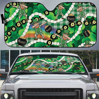 St Patrick's Day Palaka Hawaii Auto Sun Shade Kukui Nut Pikake Lei Shamrock Dabbing Leprechaun