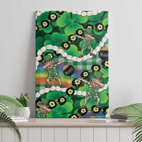 St Patrick's Day Palaka Hawaii Canvas Wall Art Kukui Nut Pikake Lei Shamrock Dabbing Leprechaun