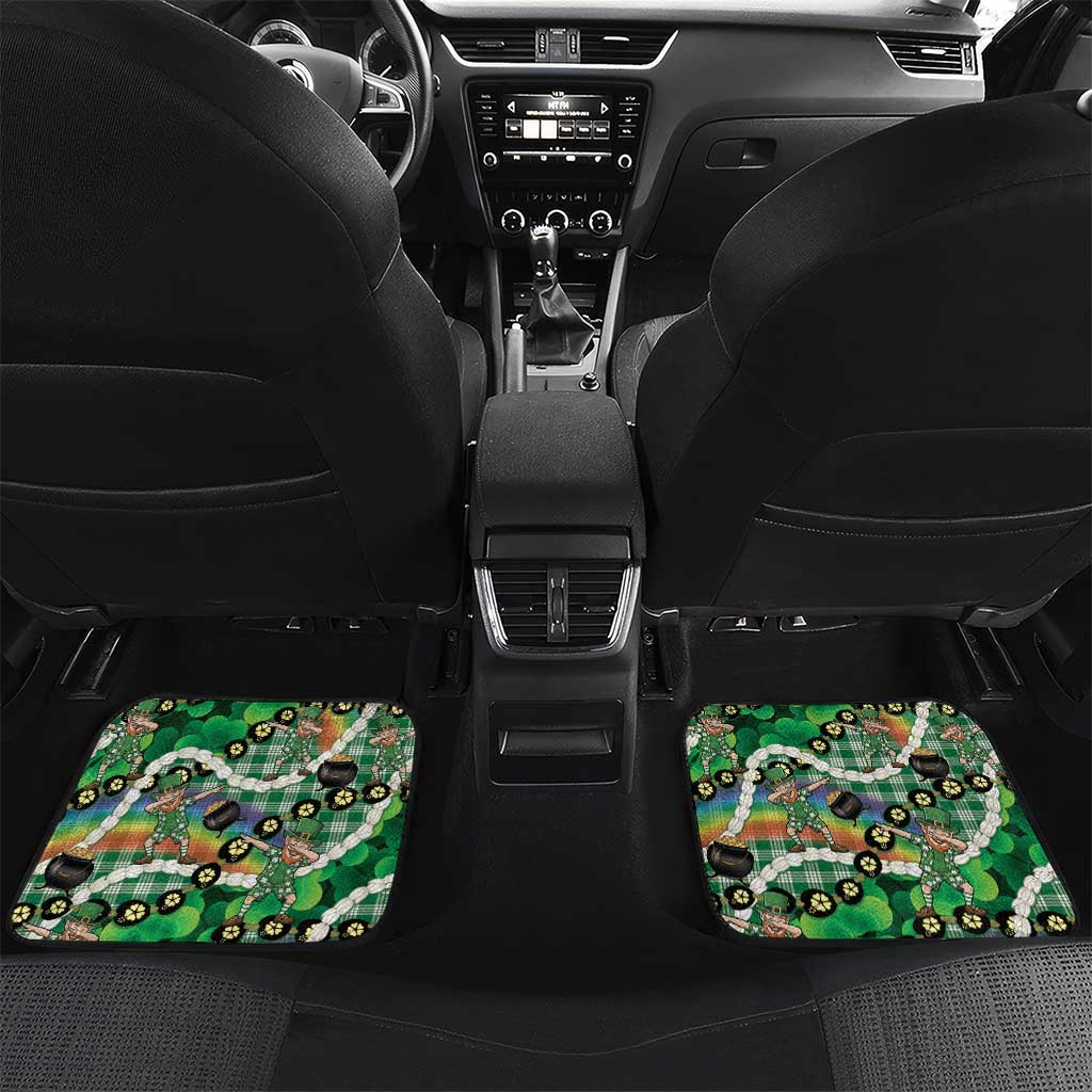 St Patrick's Day Palaka Hawaii Car Mats Kukui Nut Pikake Lei Shamrock Dabbing Leprechaun