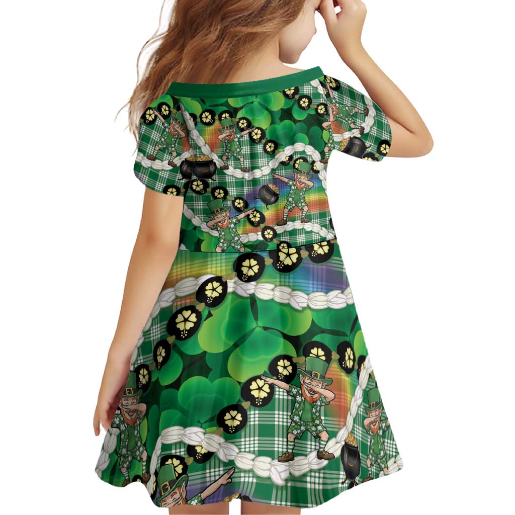 St Patrick's Day Palaka Hawaii Family Matching Puletasi and Hawaiian Shirt Kukui Nut Pikake Lei Shamrock Dabbing Leprechaun LT14 - Polynesian Pride