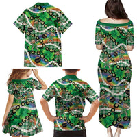 St Patrick's Day Palaka Hawaii Family Matching Puletasi and Hawaiian Shirt Kukui Nut Pikake Lei Shamrock Dabbing Leprechaun LT14 - Polynesian Pride