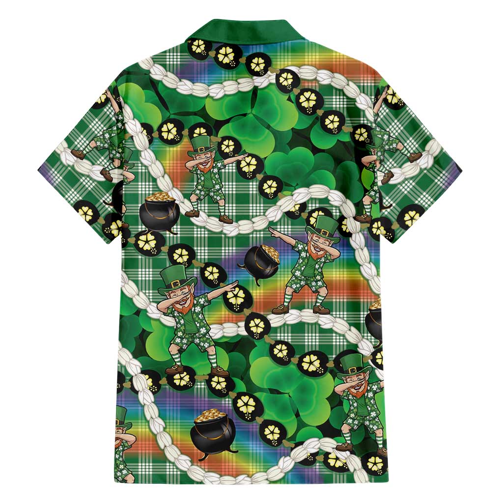 St Patrick's Day Palaka Hawaii Family Matching Summer Maxi Dress and Hawaiian Shirt Kukui Nut Pikake Lei Shamrock Dabbing Leprechaun LT14 - Polynesian Pride