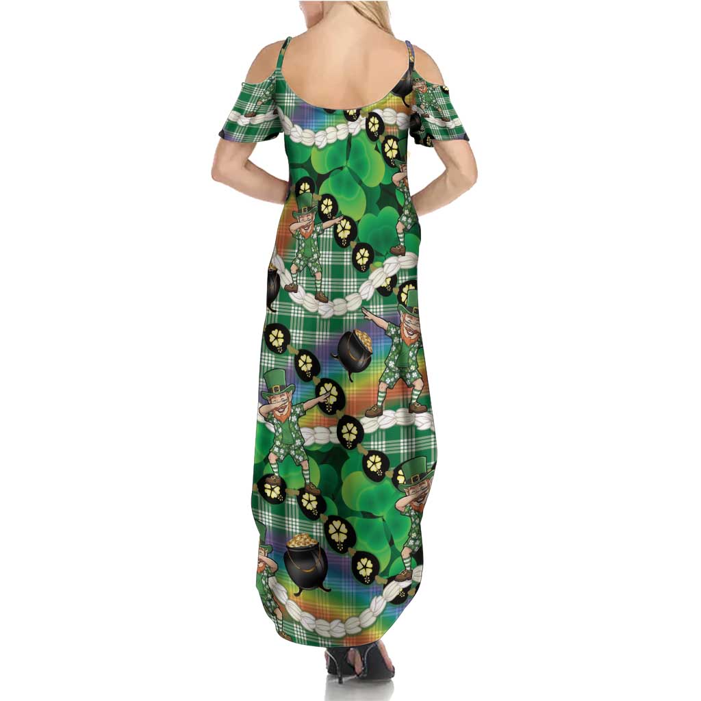 St Patrick's Day Palaka Hawaii Family Matching Summer Maxi Dress and Hawaiian Shirt Kukui Nut Pikake Lei Shamrock Dabbing Leprechaun LT14 - Polynesian Pride