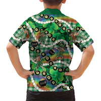 St Patrick's Day Palaka Hawaii Family Matching Tank Maxi Dress and Hawaiian Shirt Kukui Nut Pikake Lei Shamrock Dabbing Leprechaun LT14 - Polynesian Pride