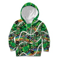 St Patrick's Day Palaka Hawaii Kid Hoodie Kukui Nut Pikake Lei Shamrock Dabbing Leprechaun