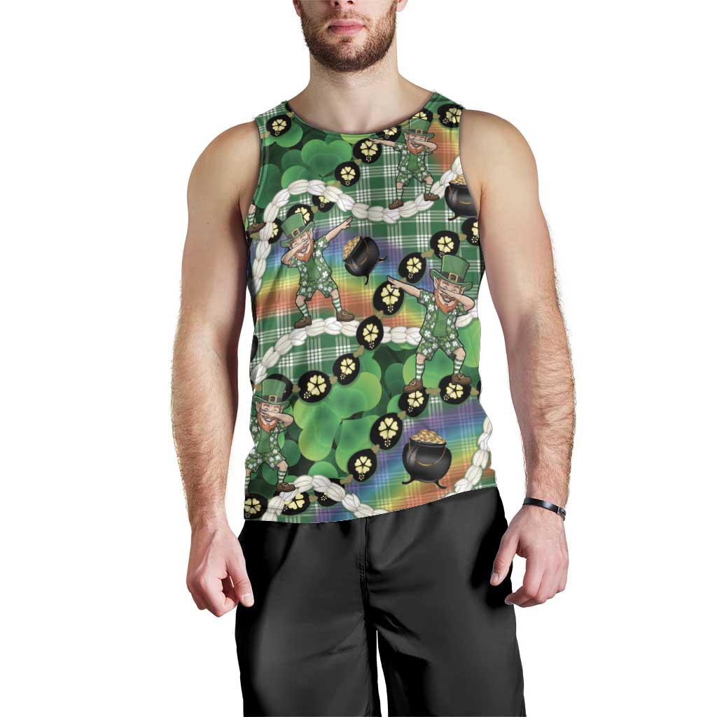 St Patrick's Day Palaka Hawaii Men Tank Top Kukui Nut Pikake Lei Shamrock Dabbing Leprechaun