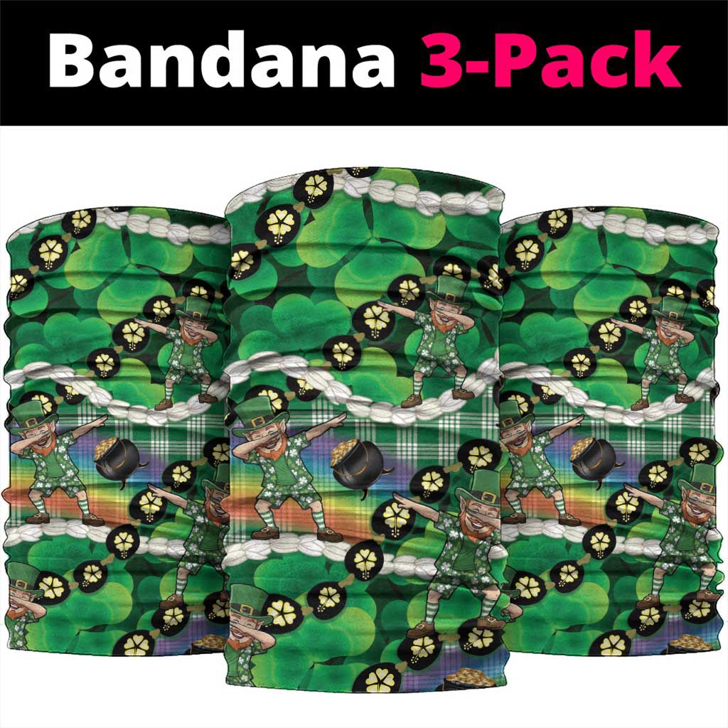 St Patrick's Day Palaka Hawaii Neck Gaiter Kukui Nut Pikake Lei Shamrock Dabbing Leprechaun