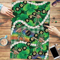St Patrick's Day Palaka Hawaii Puzzle Kukui Nut Pikake Lei Shamrock Dabbing Leprechaun