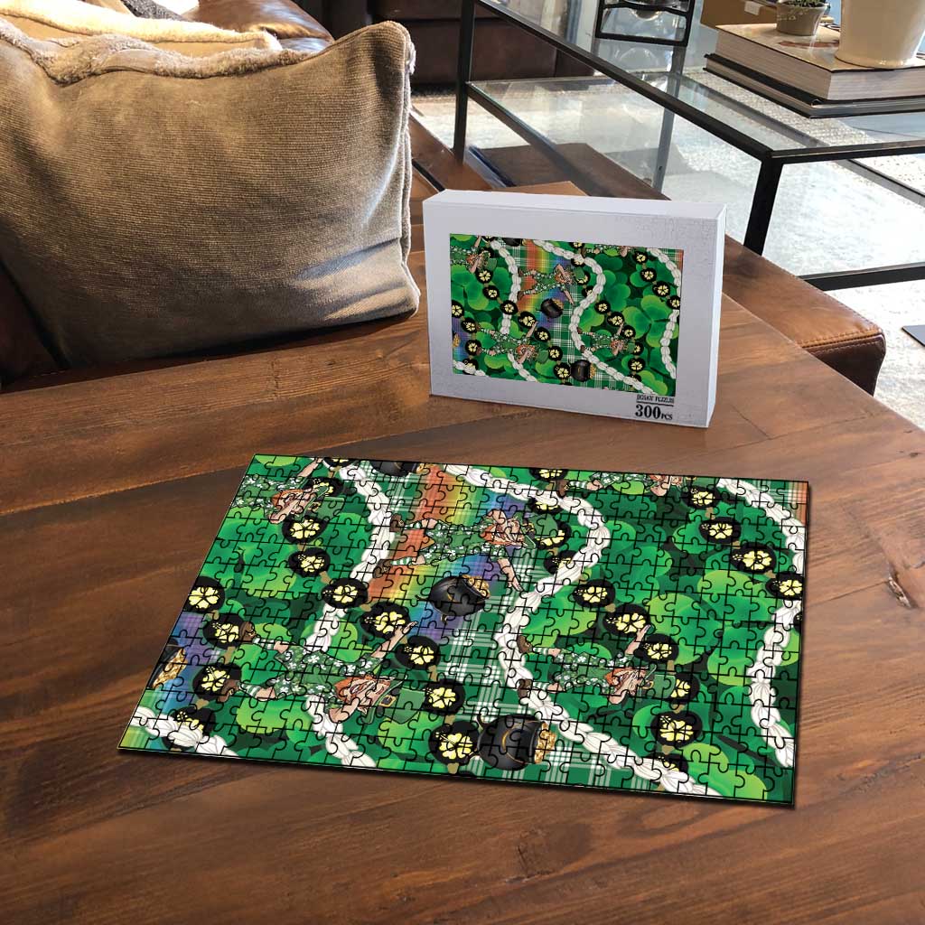 St Patrick's Day Palaka Hawaii Puzzle Kukui Nut Pikake Lei Shamrock Dabbing Leprechaun