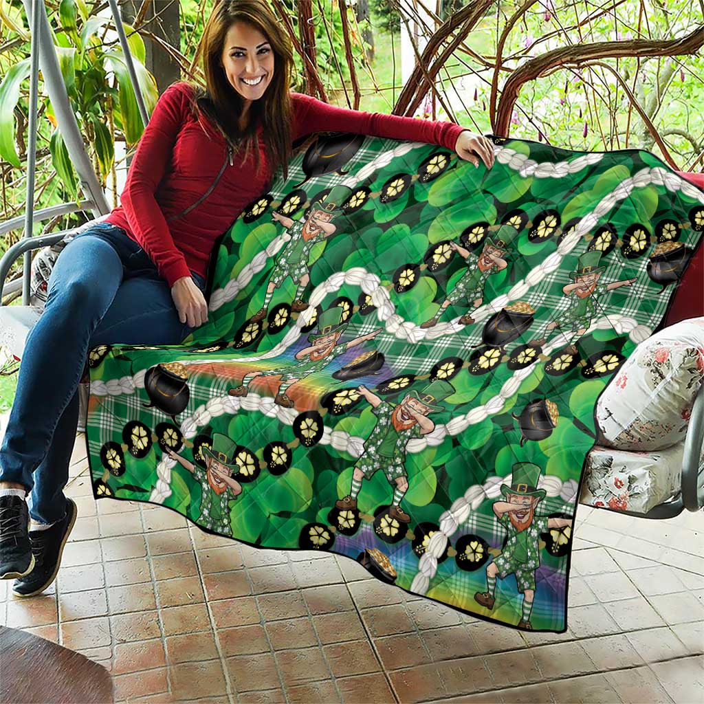 St Patrick's Day Palaka Hawaii Quilt Kukui Nut Pikake Lei Shamrock Dabbing Leprechaun