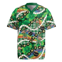 St Patrick's Day Palaka Hawaii Rugby Jersey Kukui Nut Pikake Lei Shamrock Dabbing Leprechaun