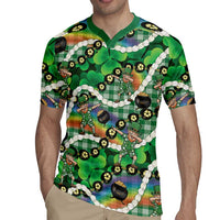 St Patrick's Day Palaka Hawaii Rugby Jersey Kukui Nut Pikake Lei Shamrock Dabbing Leprechaun